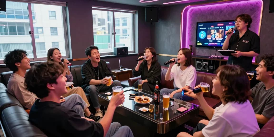 인천쓰리노에서 친구들과 노래를 즐기는 흥겨운 분위기