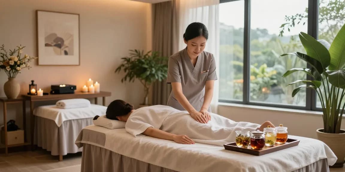 Serene op site with massage therapy in a tranquil spa setting, representing quality 오피사이트 services.