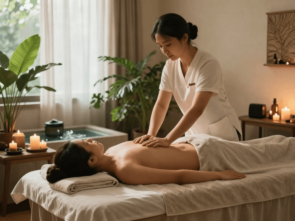 Relaxing 김포출장마사지 session with serene ambiance and soothing elements