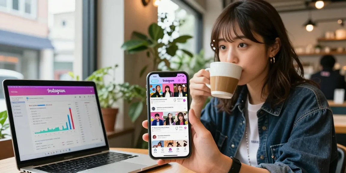 インスタグラム 日本人 コメント 購入を促進する若いインフルエンサーが、カフェで観客と交流するシーン。