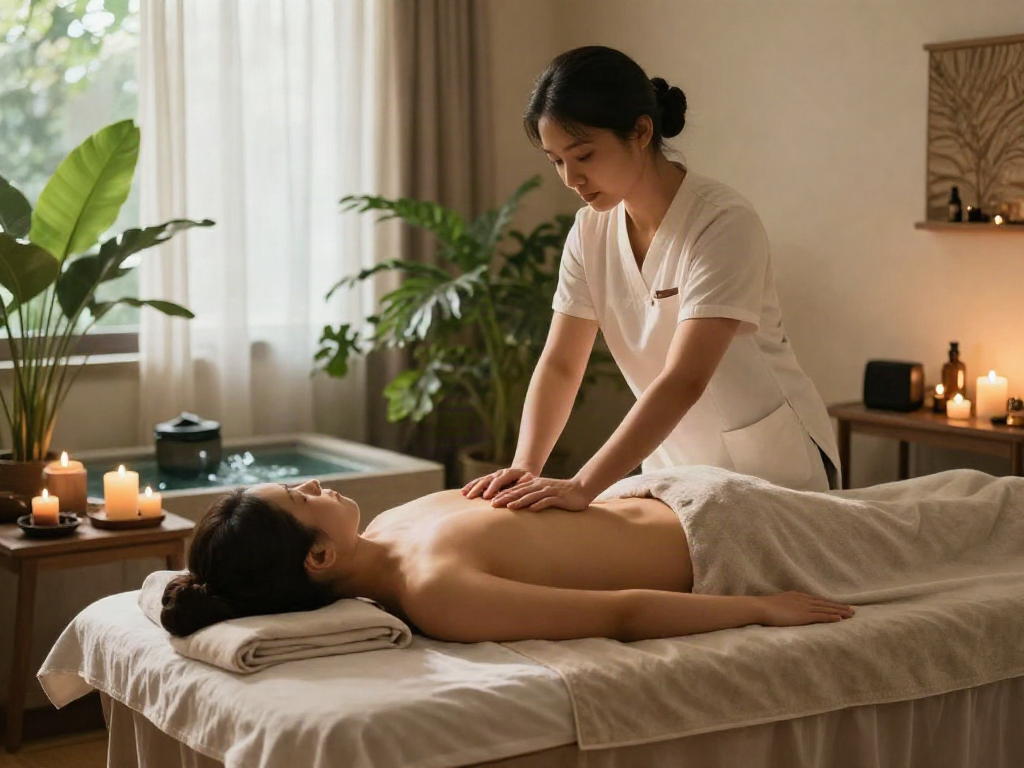 Relaxing 김포출장마사지 session with serene ambiance and soothing elements