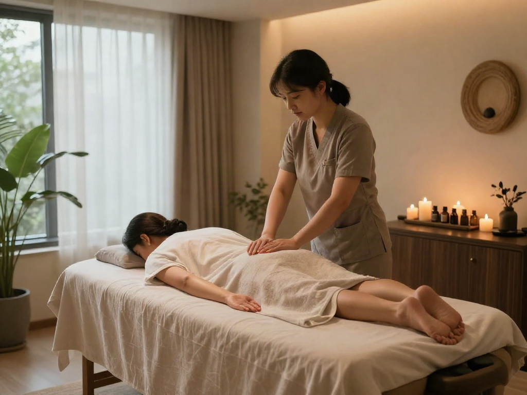 송파출장마사지 in a tranquil spa setting with soothing elements.