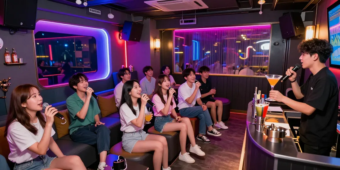 제주유흥의 다양한 즐길거리와 활기찬 분위기를 담은 노래방 장면