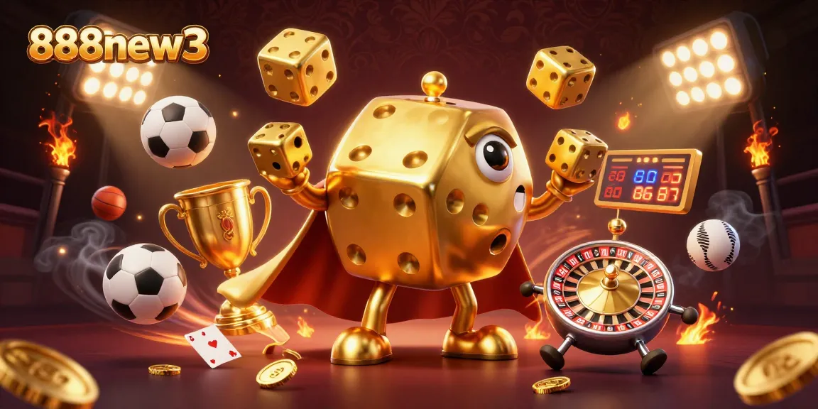 Engage with thrilling games at 888new3, where vibrant sports balls and dynamic elements collide in an exciting casino scene.
