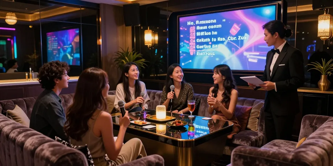 강남쩜오 프리미엄 가라오케에서 친구들이 함께 즐기는 분위기