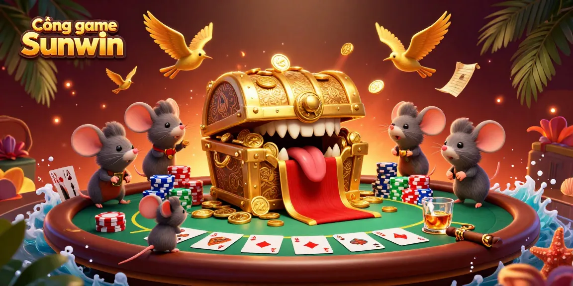Experience the excitement of Cổng game Sunwin with an engaging 3D illustration of vibrant casino elements.