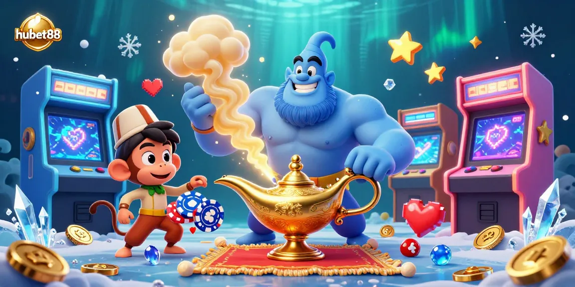 Experience the excitement of hubet88 with a vibrant casino scene featuring 3D characters and dynamic gaming elements.